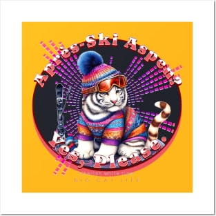 Apres-Ski Aspen Groovy Beanie White Tiger 73T Posters and Art